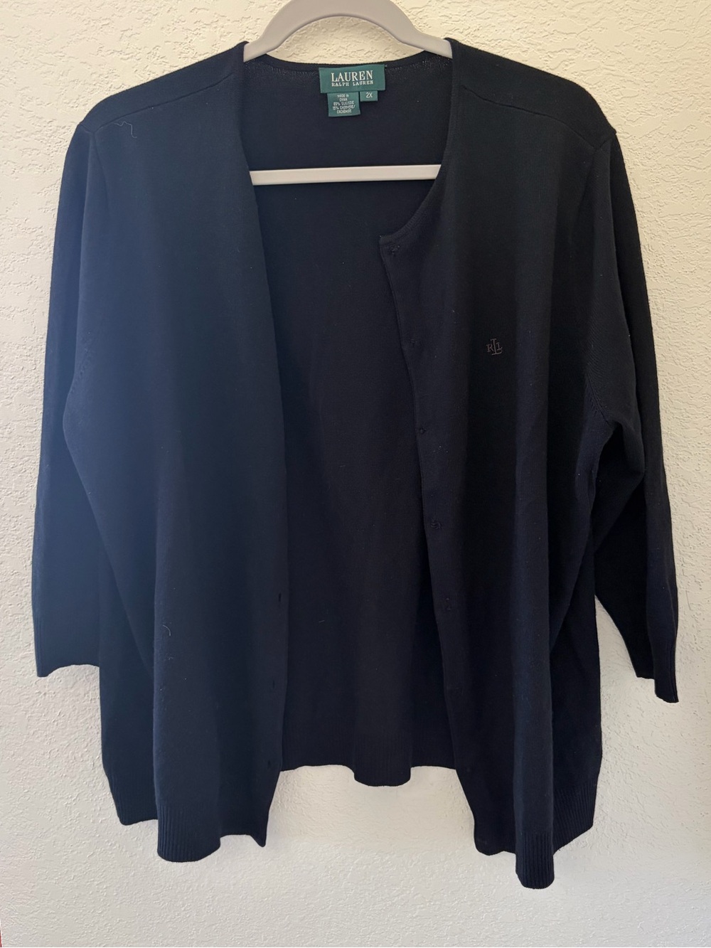 Lauren Ralph Lauren Black Cardigan Size 2X Silk Cashmere blend